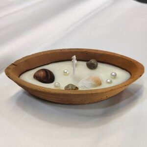 DishTrend Handmade Shell Decorative Candle (Clay Bowl)
